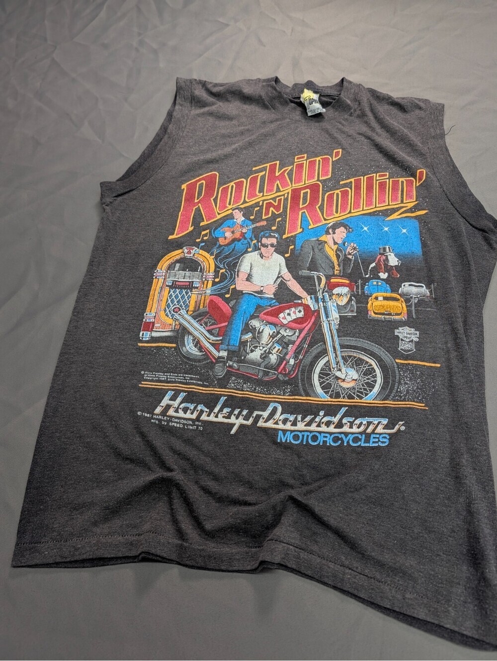 Harley Davidson Rockin N Rollin Tank Top Elvis 1987 XL